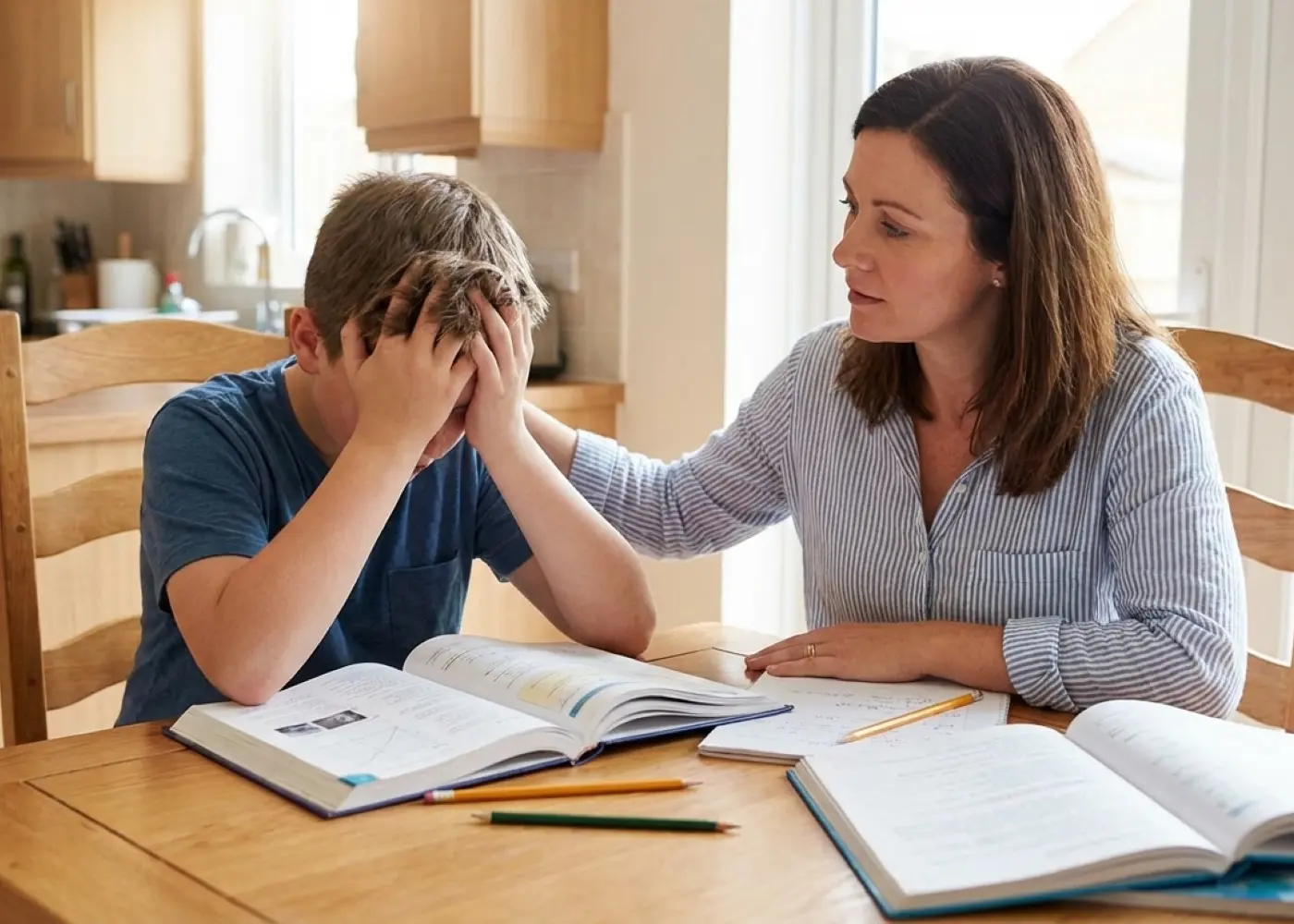 Dziecko zasmucone, zdemotywowane zadaniem domowy